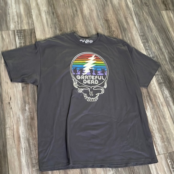 Liquid Blue Grateful Dead Gray Short Sleeve Skull T-shirt size 2XL - Picture 1 of 5